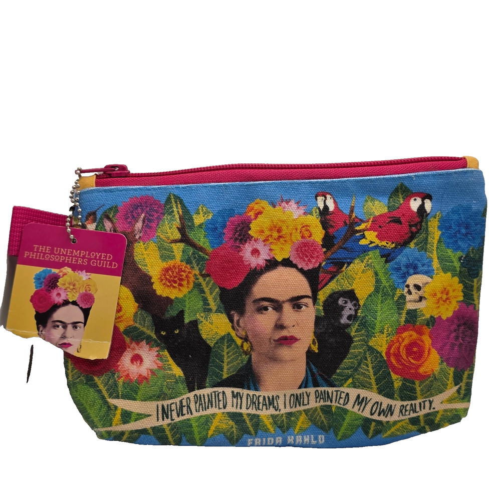 Frida Kahlo Zipper Pouch Cosmetic Bag Unemployed Philosophers Guild NWT Floral A